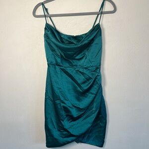 Lulu's Teal Satin Mini Dress